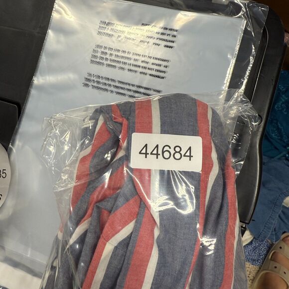 Old Navy Shirt Women 3X Plus Gray Striped Button Up Collared Long Sleeve Cotton - Picture 7 of 7